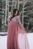 sequin-tulle-long-sleeves-baby-shower-gown-for-maternity