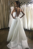 sequin-tulle-wedding-dresses-crystals-deep-v-neck-spaghetti-straps-1