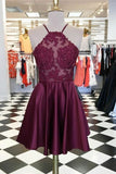 sheer-appliques-short-homecoming-gowns-with-halter-neckline