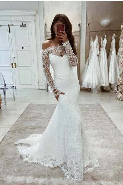 sheer-lace-off-the-shoulder-bridal-dresses-long-sleeves