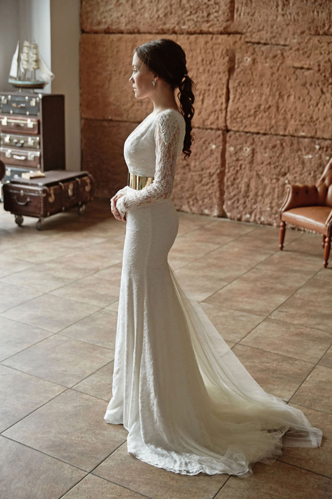 sheer-long-sleeveless-lace-bridal-gowns-with-gold-belt-1