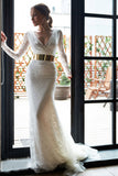 sheer-long-sleeveless-lace-bridal-gowns-with-gold-belt