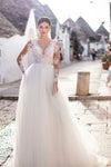 sheer-long-sleeves-bridal-dress-wedding-tulle-skirt
