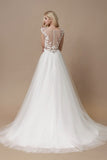 Sheer Neckline Lace Wedding Gown with Lace Bodice