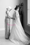 Sheer Scoop Neck Bride Lace Wedding Gown with Belt