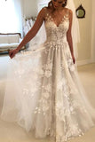 sheer-v-neckline-a-line-floral-lace-dresses-wedding