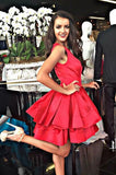 Short Hot Pink Homecoming Dresses for Sale Sleeveless Tiered Skirt