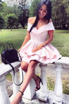 short-light-pink-homecoming-dress-with-layer-skirt
