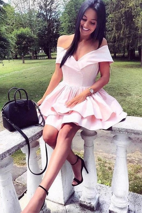 short-light-pink-homecoming-dress-with-layer-skirt