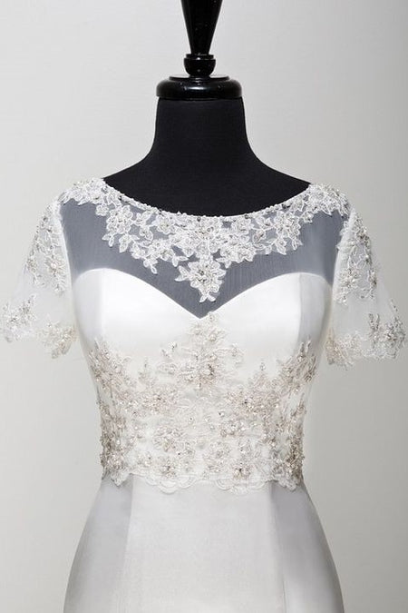 Off-the-shoulder Lace Bridal Bolero with Sleeves