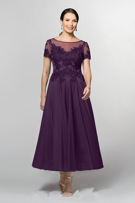 Burgundy Chiffon Long Bride's Mother Dresses Plus Size