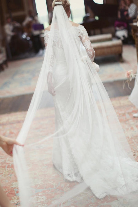 Two Tiers Ivory Tulle Bride Wedding Veil Cathedral