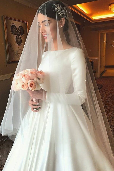 Cathedral Satin Ribbon Edge Wedding Veils with Comb