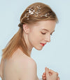 Simple Gold Flower Rhinestones Bridal Headpiece Wedding Hair Clip