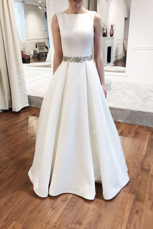 simple-satin-bridal-wedding-gown-with-rhinestones-belt