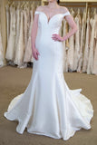 simple-satin-fit-flare-wedding-bridal-gown-with-off-the-shoulder