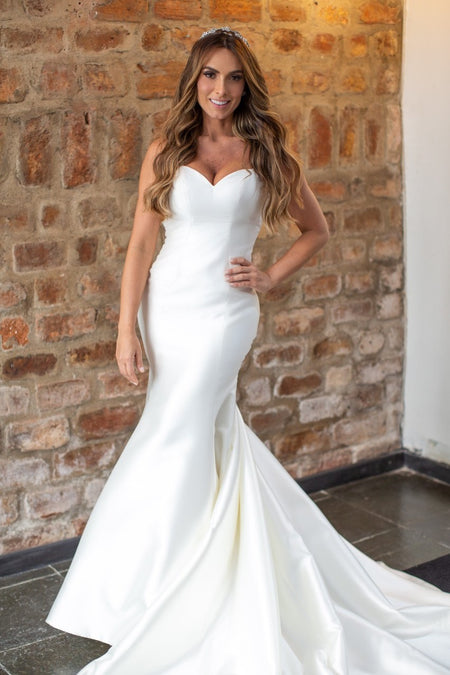 Strapless Satin Mermaid Bridal Gown with Bow Back