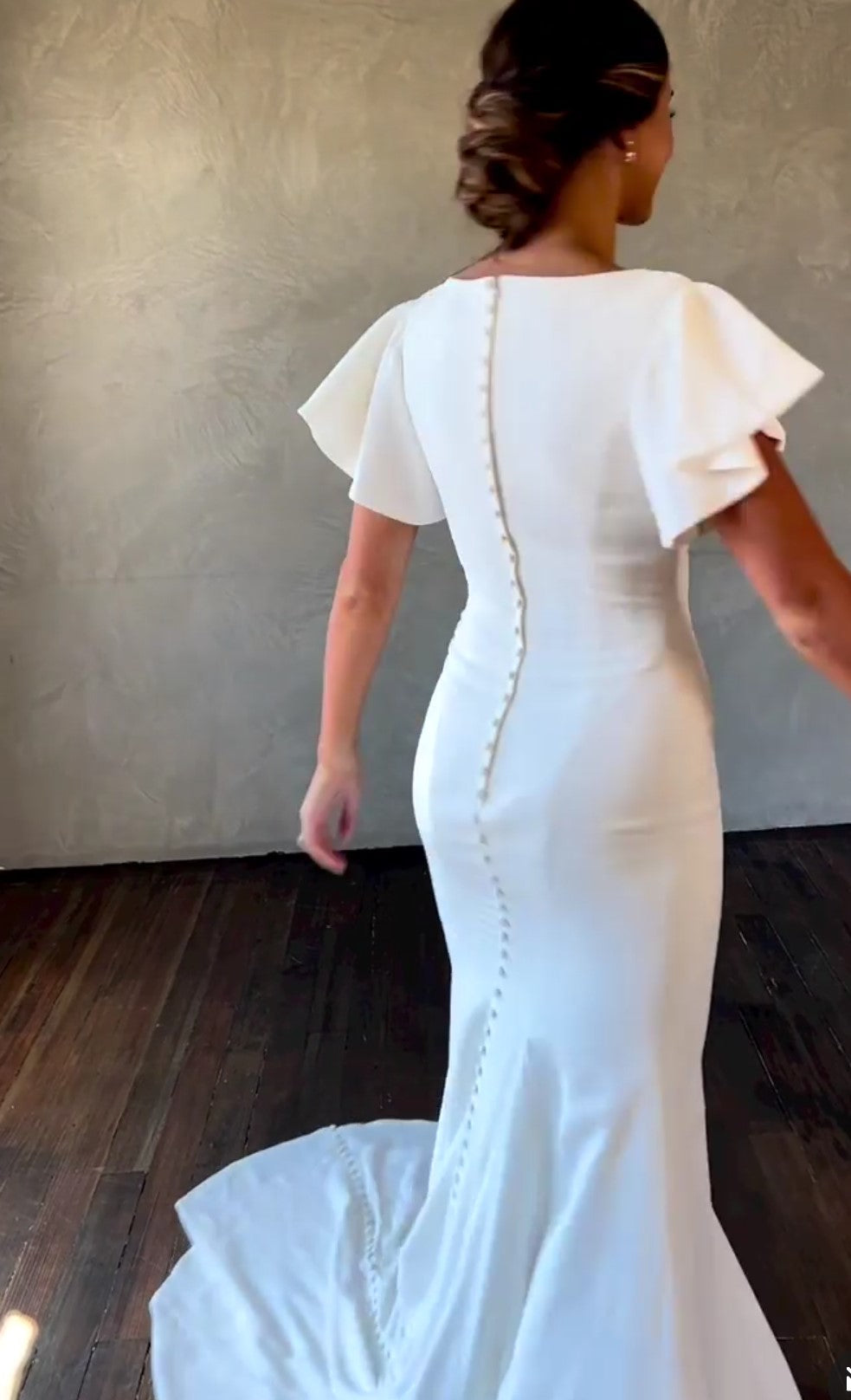 Simple Sheath Wedding Gown with Flounced Sleeves – loveangeldress