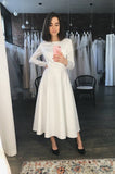 simple-tea-length-casual-wedding-dress-with-long-sleeves