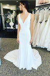 simple-v-neck-bride-dresses-with-long-train