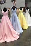 simple-yellow-satin-prom-dresses-with-v-neckline-3