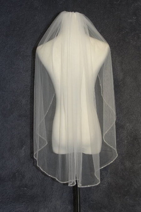 2T Tulle Wide Ribbon Edge Wedding Veil with Comb