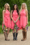 sleeveless-a-line-chiffon-watermelon-bridesmaid-dress-short