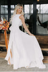 sleeveless-chiffon-beach-wedding-dress-with-ribbon-sash