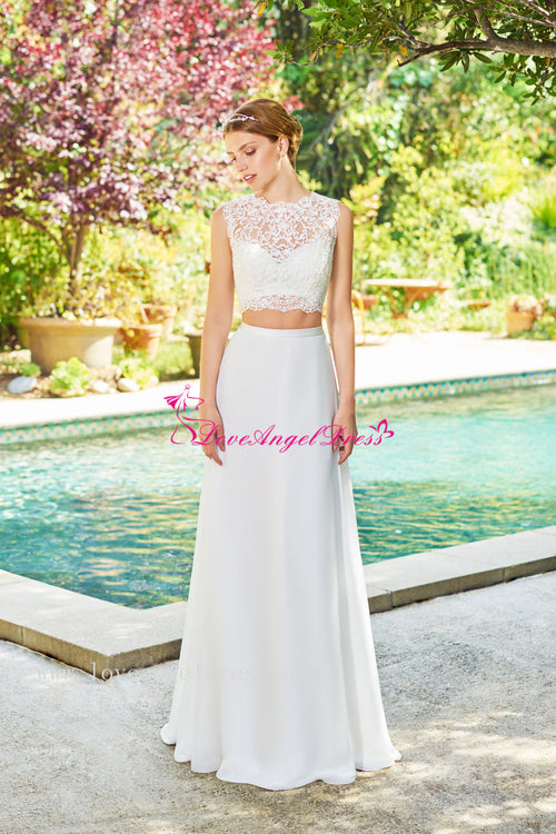 sleeveless-illusion-neckline-lace-two-piece-wedding-dresses