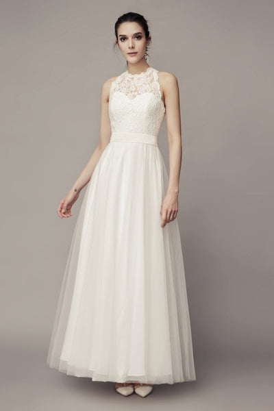 sleeveless-lace-boho-wedding-gown-with-tulle-skirt