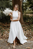 sleeveless-satin-simple-wedding-dresses-with-divided-skirt