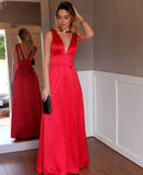 sleeveless-satin-v-neck-red-long-simple-prom-dresses-1