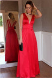 sleeveless-satin-v-neck-red-long-simple-prom-dresses