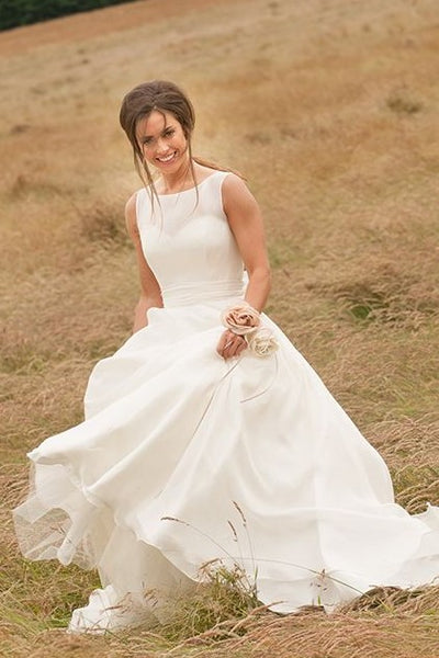 sleeveless-simple-outside-wedding-gowns-with-sheer-neckline