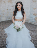sleeveless-two-piece-wedding-dress-with-ruffles-skirt