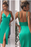 slim-short-green-prom-dress-with-double-straps