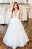 Soft Tulle Garden Wedding Dress with Lace V-neckline