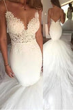 spaghetti-straps-lace-mermaid-wedding-gown-tulle-skirt-1