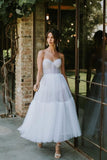 spaghetti-straps-midi-length-wedding-dress-tulle-skirt