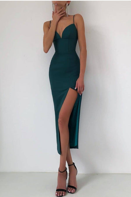 Sage Green High-low Prom Dresses with Ruffles Skirt