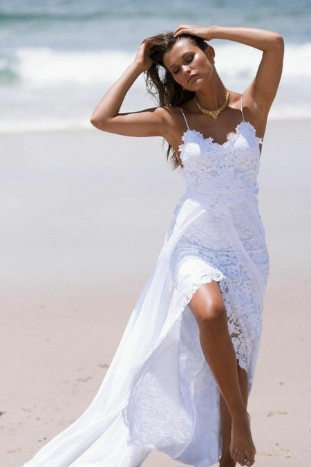 Outdoor Wedding Dress Illusion Lace Chiffon Skirt