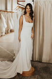 square-neck-simple-bridal-dresses-with-sweep-train