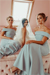 Straight Off-the-shoulder Bridesmaid Long Wedding Party Dress