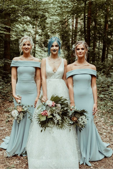 Contrast Color Boho Bridesmaid Dress with Chiffon Skirt