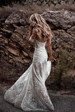 Strapless Backless Lace Boho Bridal Dress for Women