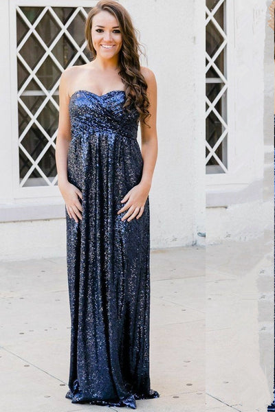 strapless-blue-sequin-bridesmaid-dresses-backless