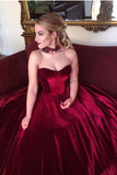 strapless-burgundy-velvet-evening-ball-gown-chapel-train-1