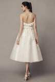 strapless-causal-tea-length-wedding-dress-with-tulle-skirt-1
