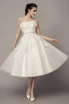strapless-causal-tea-length-wedding-dress-with-tulle-skirt