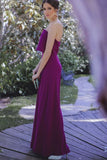 Strapless Chiffon Purple Bridesmaid Dress Floor Length